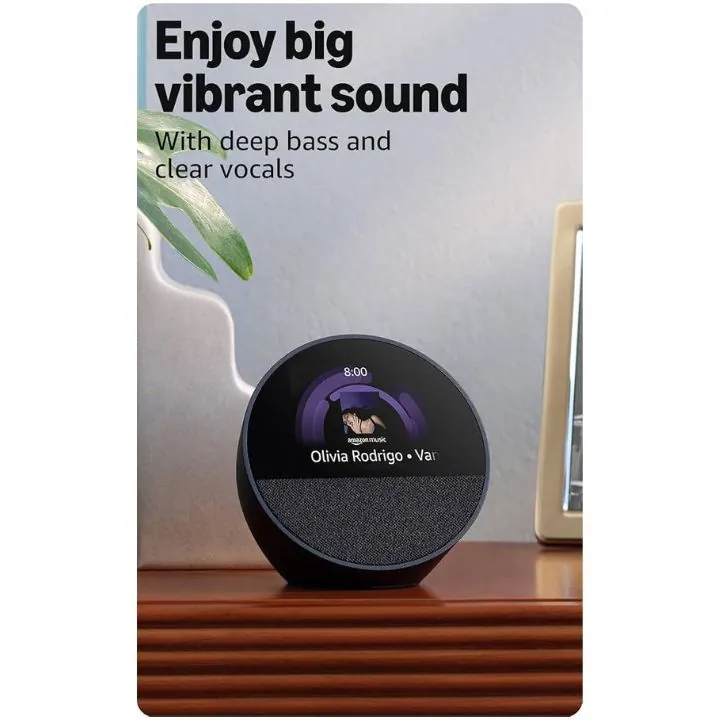 استمتع بتجربة تفاعلية مع Alexa لتتحكم في منزلك وتشغل الموسيقى  Amazon Echo Spot (2024 Release) – Smart Speaker with Display + Alexa — 3