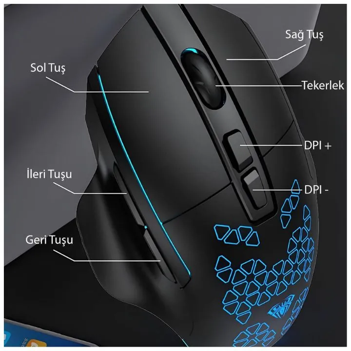 ماوس ألعاب سلكي أولا F812 بإضاءة قوس قزح و7 أزرار قابلة للتخصيص — 3
