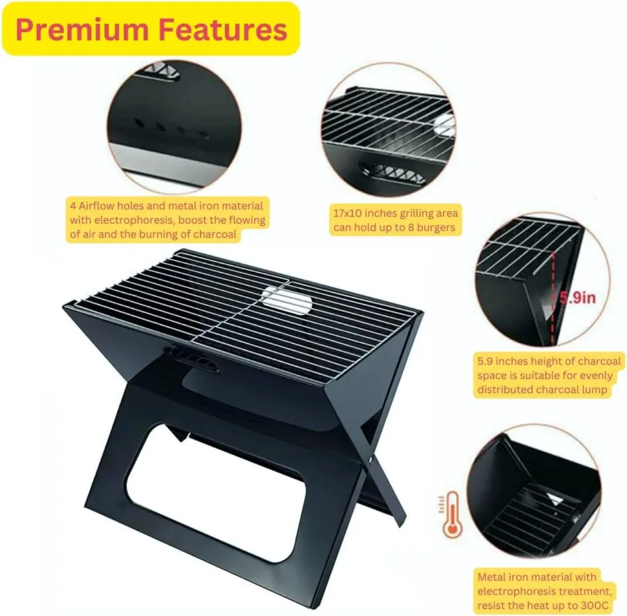 شواية فحم محمولة قابلة للطي مقاس 48×27.5 سم XINWAN Portable Foldable BBQ Grill – MD-8018B — 2