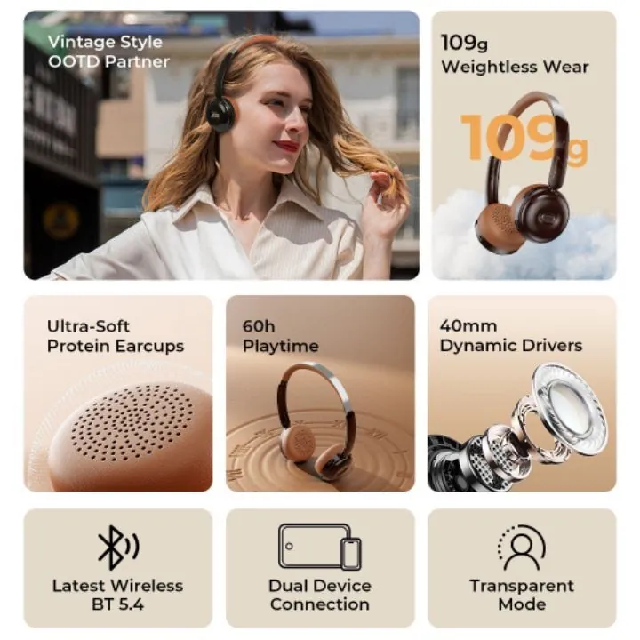 HAVIT Vintage O1H Retro Wireless Headphones سماعة رأس لاسلكية ريترو HAVIT Vintage O1H