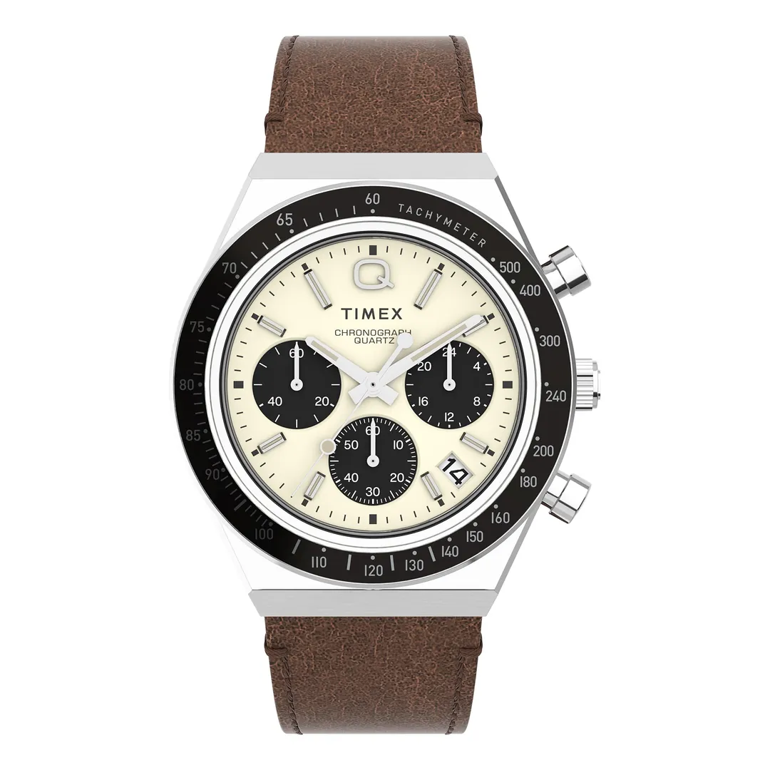 ساعة تايمكس Q Timex كرونوغراف 40mm بسوار جلد - TW2V42800