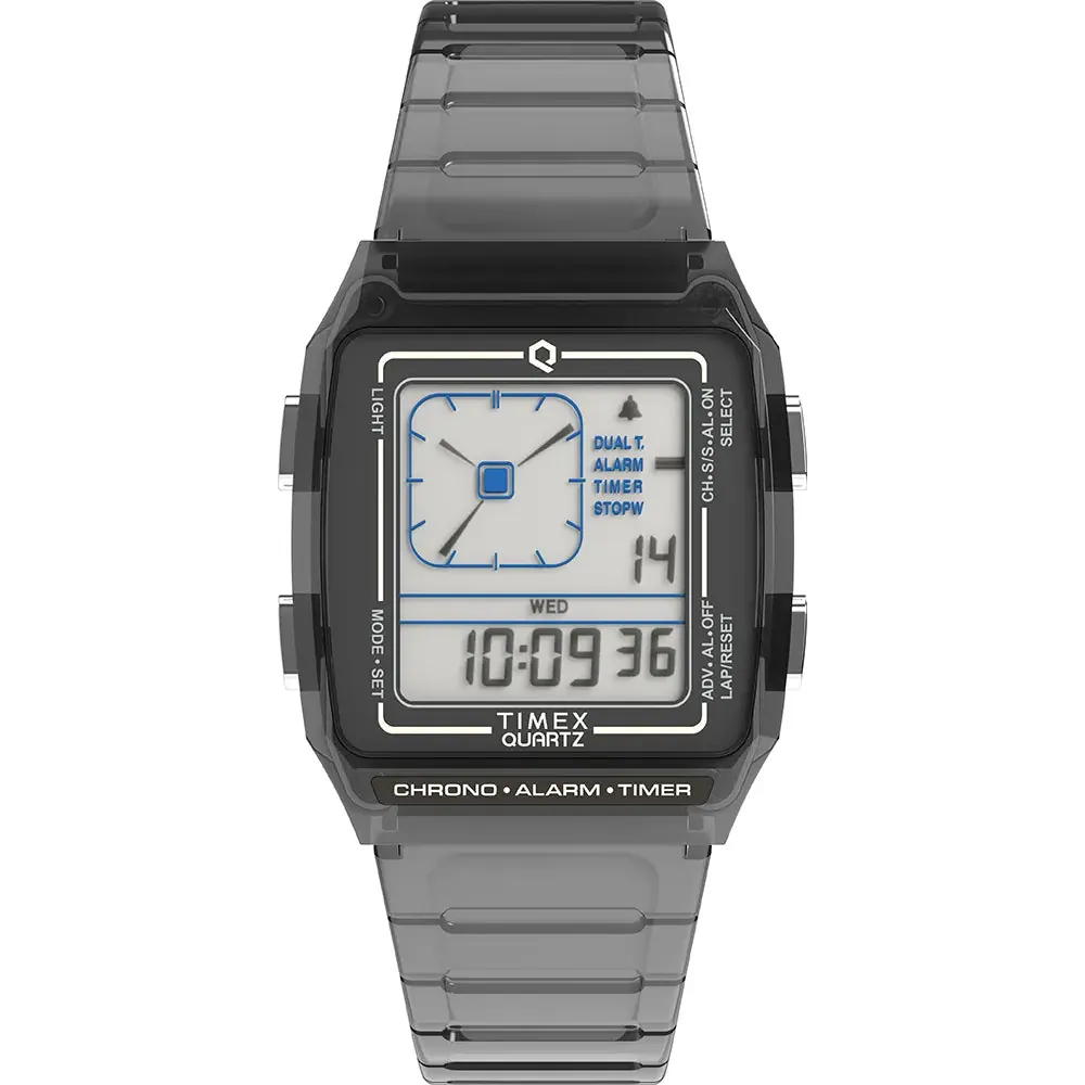 ساعة تايمكس Q Timex LCA مقاس 35 ملم بسوار راتينج - TW2W45000