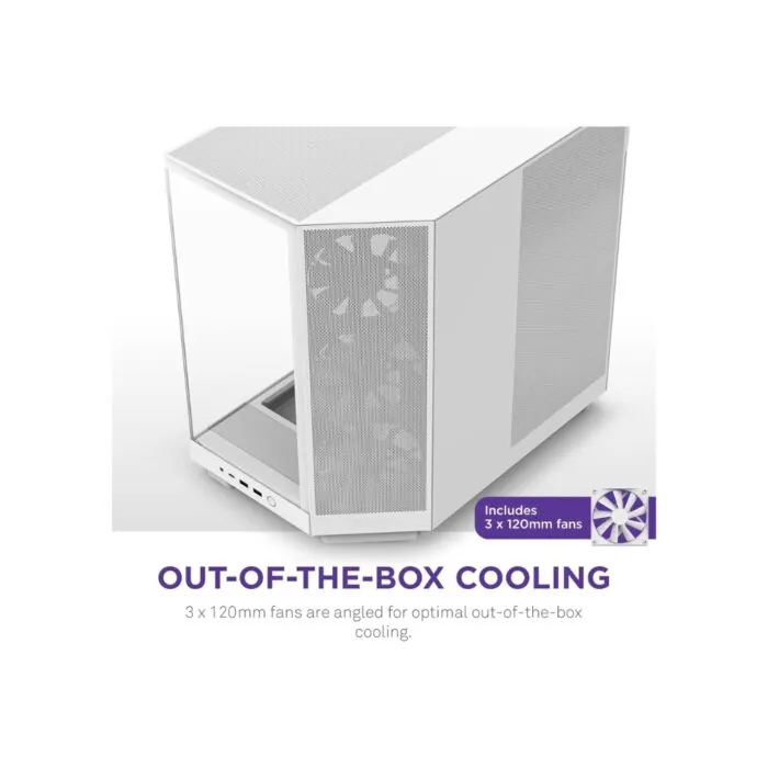NZXT H6 FLOW COMPACT DUAL-CHAMBER ATX WHITE CASE — 3