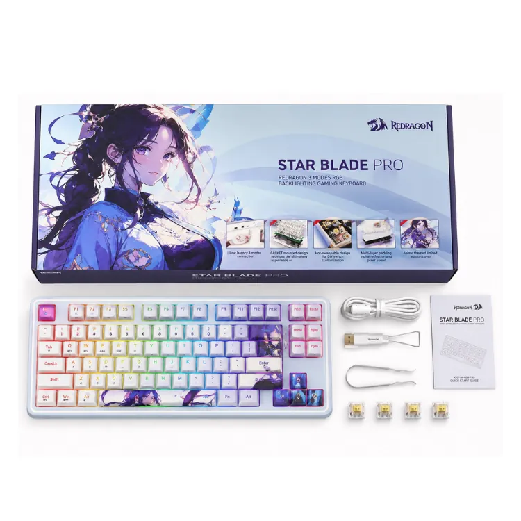 كيبورد ريدراجون Star Blade Pro ميكانيكي RGB – 87 مفتاح – ثلاثي الاتصال K707Redragon Star Blade Pro K707-AK-RGB-PRO 87-Key RGB Tri-Mode Mechanical Gaming Keyboard — 2