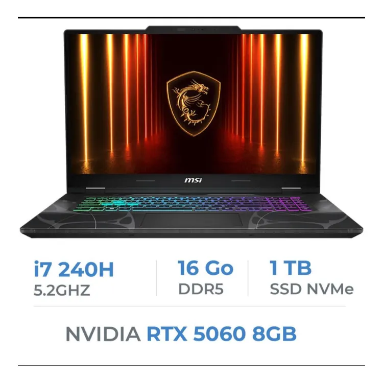 لابتوب MSI Cyborg 15 | i7-13650H G13 | 16GB RAM | 1TB SSD | RTX 5060 8GB | 15.6” 144Hz