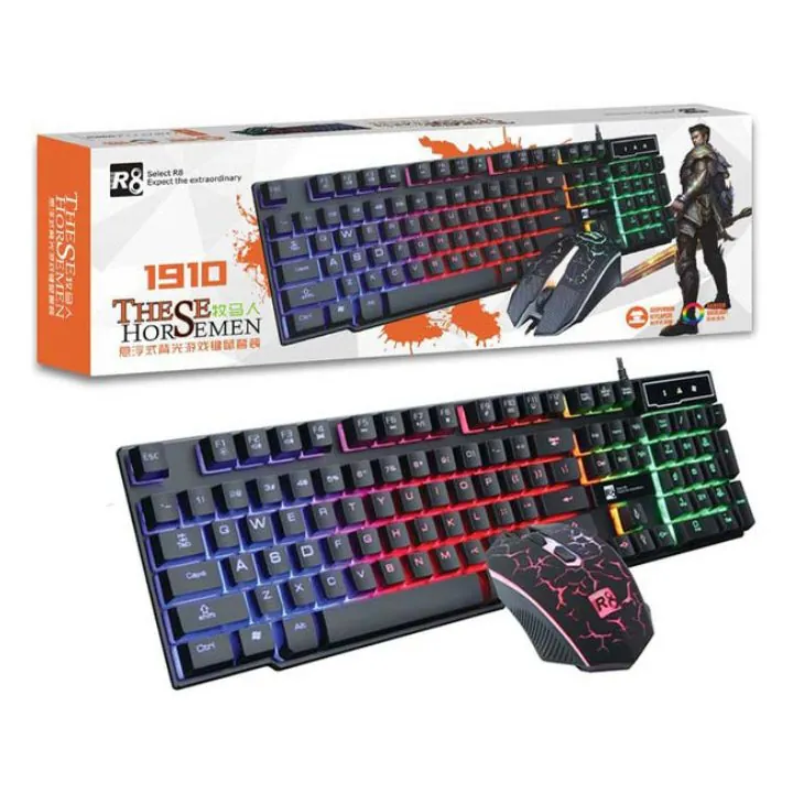 طقم كيبورد وماوس ألعاب R8 موديل 1910 بإضاءة LED R8 1910 Gaming Keyboard and Mouse Kit — 2