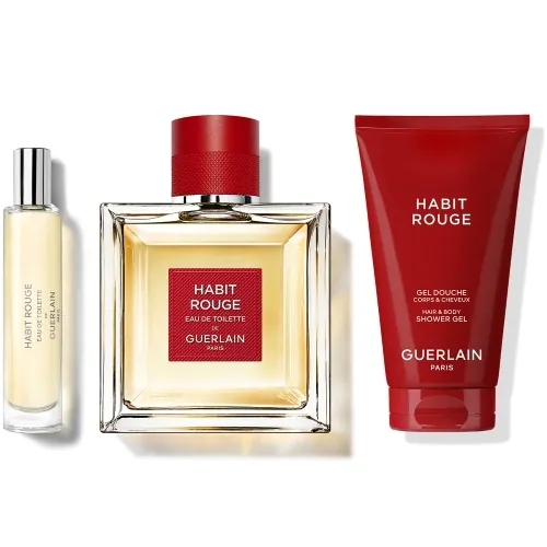 طقم غيرلان Habit Rouge أو دو تواليت 100مل + جل استحمام - إصدار الأعياد