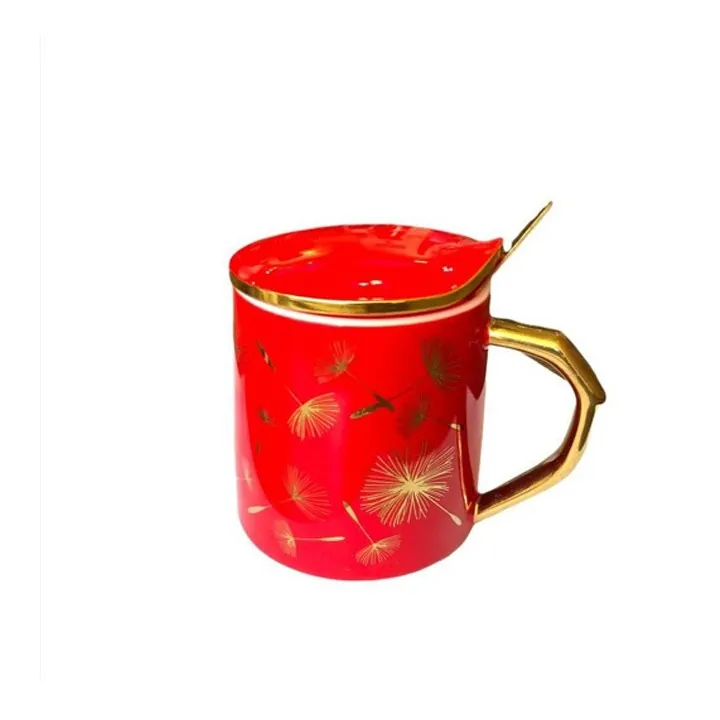 كوب سيراميك Ceramic Mug with Cover and Spoon
