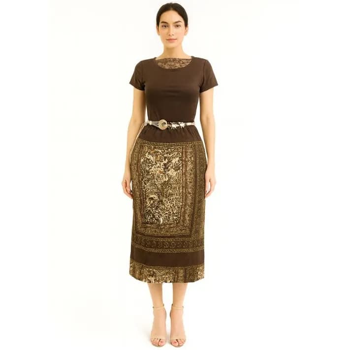 سوت نسائي قطعتين (توب + تنورة ميدي) Women’s Two-Piece Suit (Top + Midi Skirt)