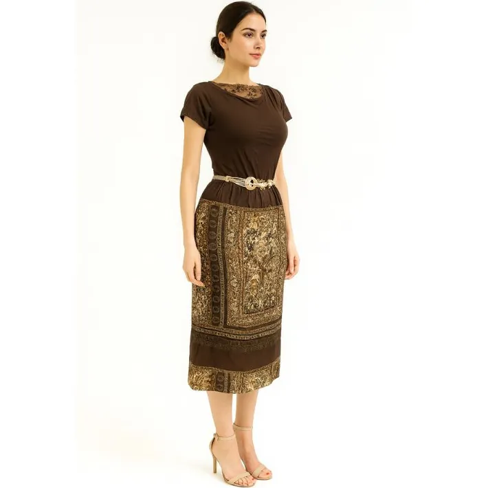 سوت نسائي قطعتين (توب + تنورة ميدي) Women’s Two-Piece Suit (Top + Midi Skirt) — 2