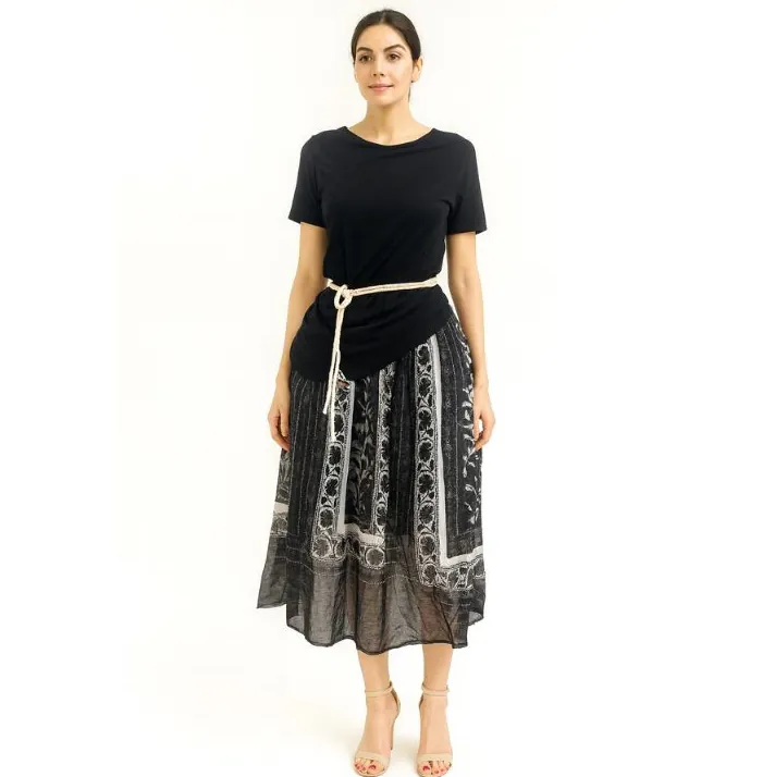 سوت نسائي قطعتين (توب + تنورة ميدي) (Women’s Two-Piece Suit (Top + Midi Skirt