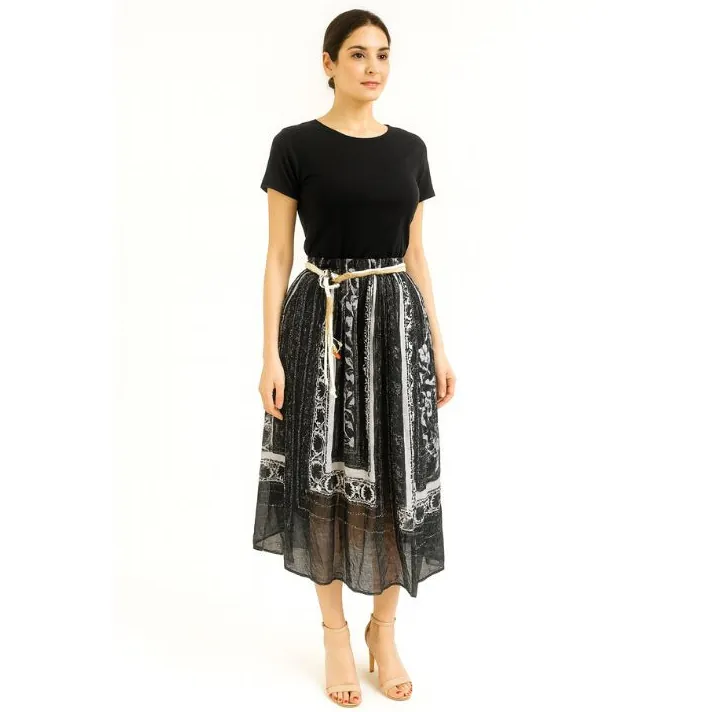 سوت نسائي قطعتين (توب + تنورة ميدي) (Women’s Two-Piece Suit (Top + Midi Skirt — 2