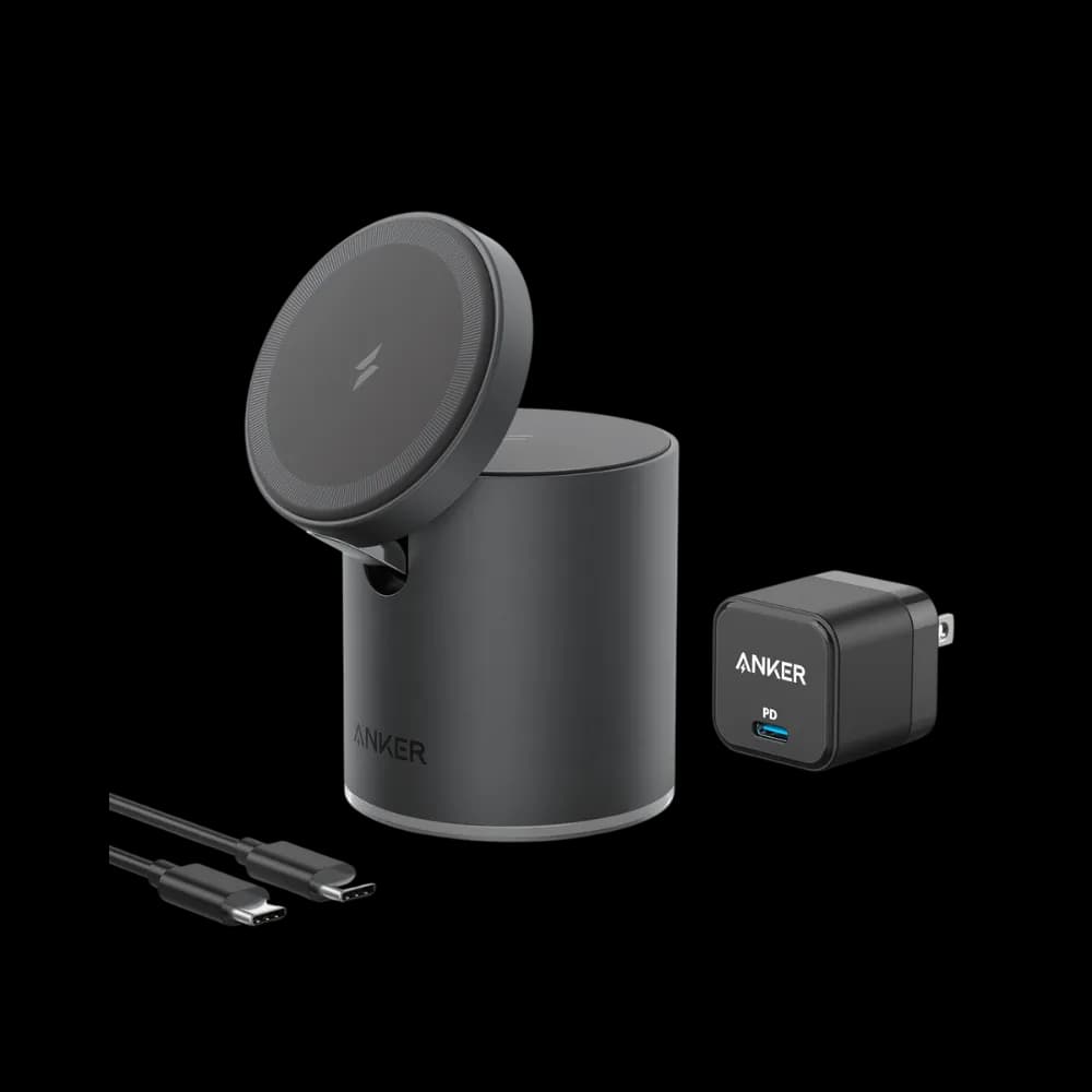 شاحن لاسلكي مغناطيسي Anker 623 Magnetic 2 in 1 - أسود