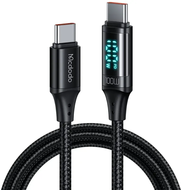 كيبل بيانات مكدودو USB-C إلى USB-C ديجيتال HD بقدرة 100 واط طول 1.2 متر أسود