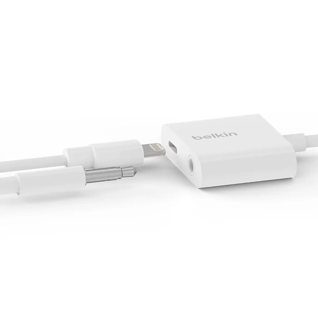 بلكين روك ستار محول صوت 3.5 مم + شحن USB-C (أبيض)