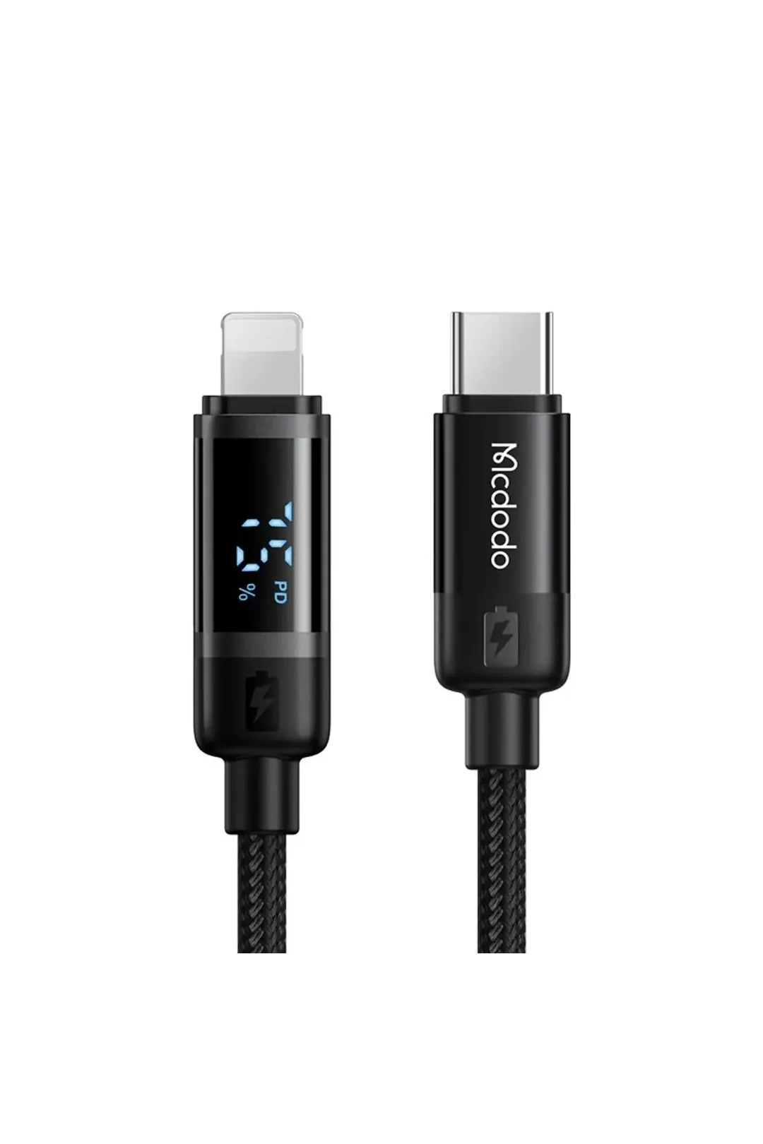 كيبل شحن وبيانات Mcdodo بشاشة رقمية USB-C إلى لايتننغ 36 واط 1.2 متر أسود