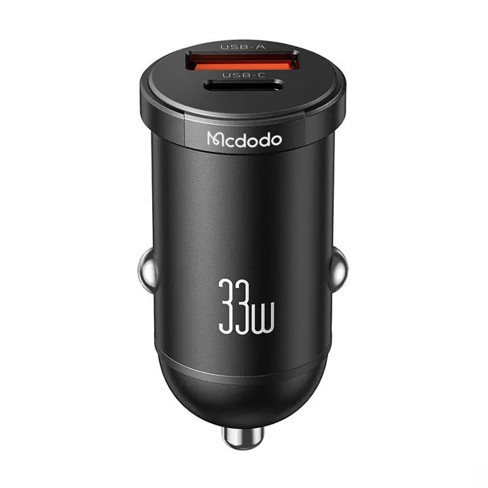 شاحن سيارة مكدودو MC 33 وات منفذ Type-C + USB شحن سريع PD مع إضاءة LED - أسود