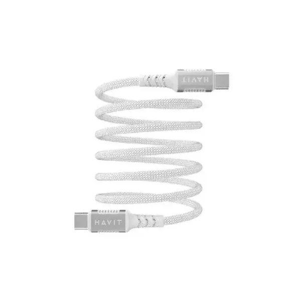 كيبل هافيت CB6300 USB-C إلى USB-C طول 1.0 متر - أبيض