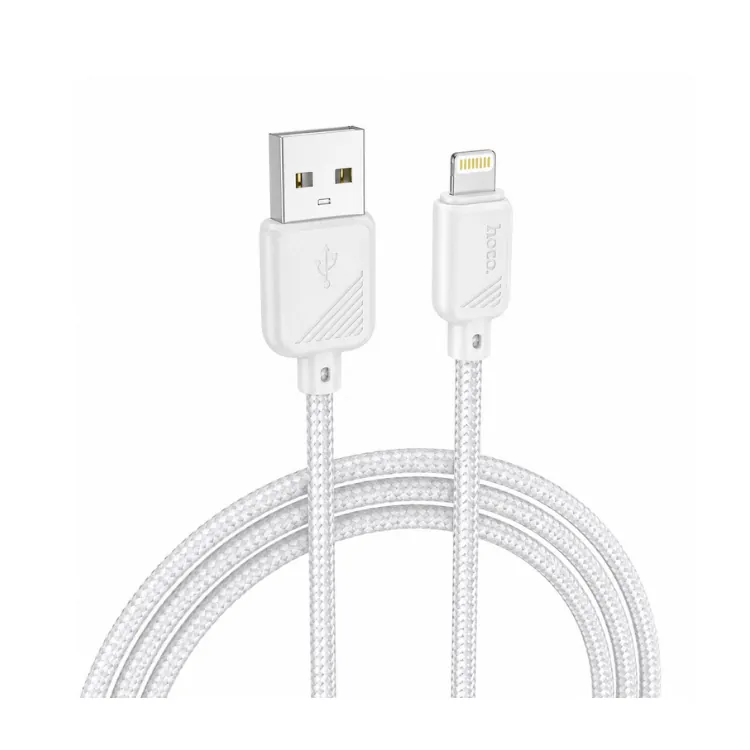 كيبل شحن ونقل بيانات HOCO X113 نايلون مضفّر للأجهزة ذات منفذ Lightning بطول 1 متر – 2.4AHOCO X113 Nylon Braided Charging & Data Cable for Lightning Devices – 1m – 2.4A