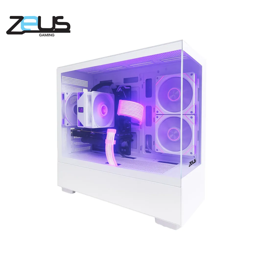 ZEUS Gaming Z6 PRO mATX PC Case – 3 ARGB Fans – White