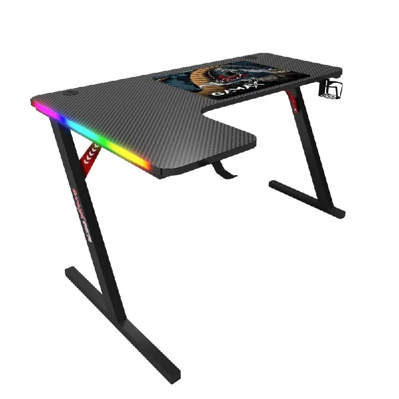 Gamax P202-LB RGB Carbon Fiber L-Shaped Gaming Desk 160×100×74cm – Left – Black