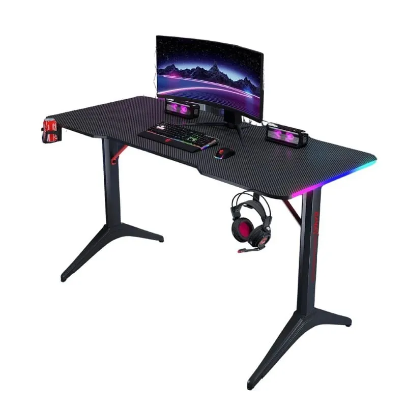 Gamax D2208B RGB Carbon Fiber Gaming Table 120×60cm – Black — 2