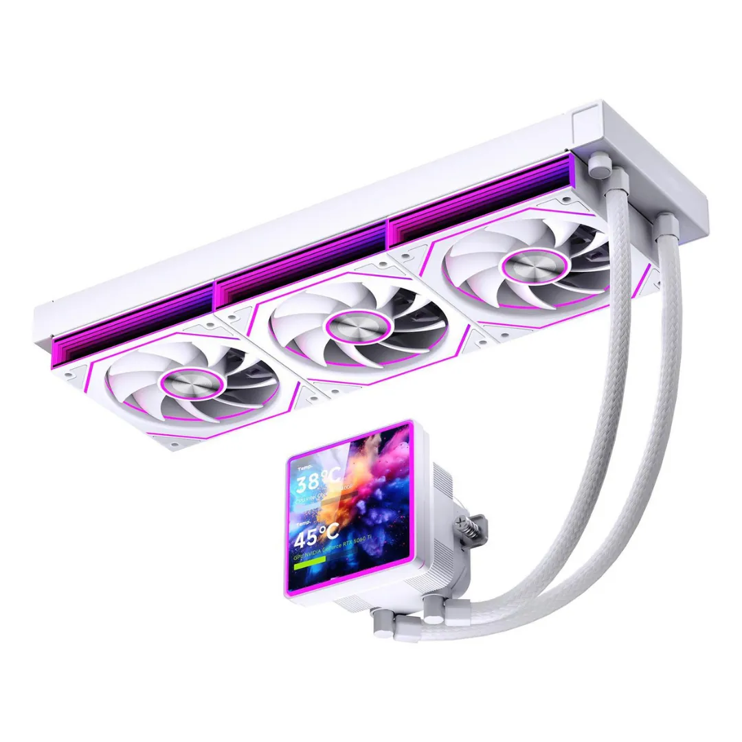 Jungle Leopard ProFlow 360 SE 4″ LCD ARGB AIO Liquid CPU Cooler – White