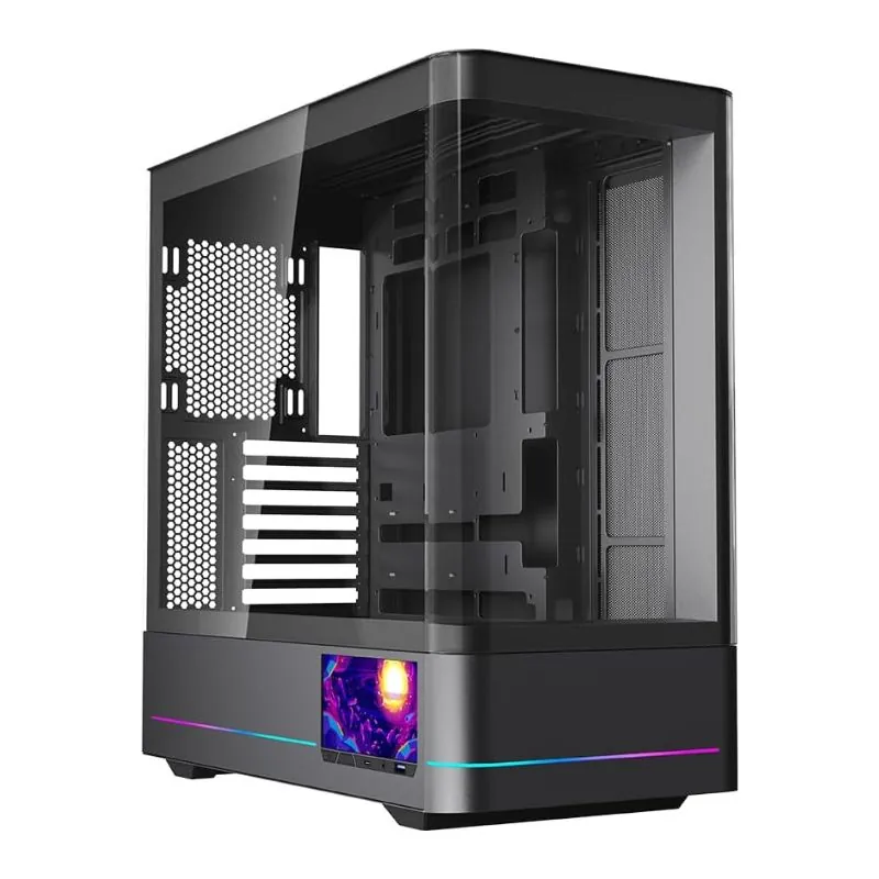 Jungle Leopard AC-02 Mid-Tower ATX Gaming Case with 5.5″ LCD Display – Black