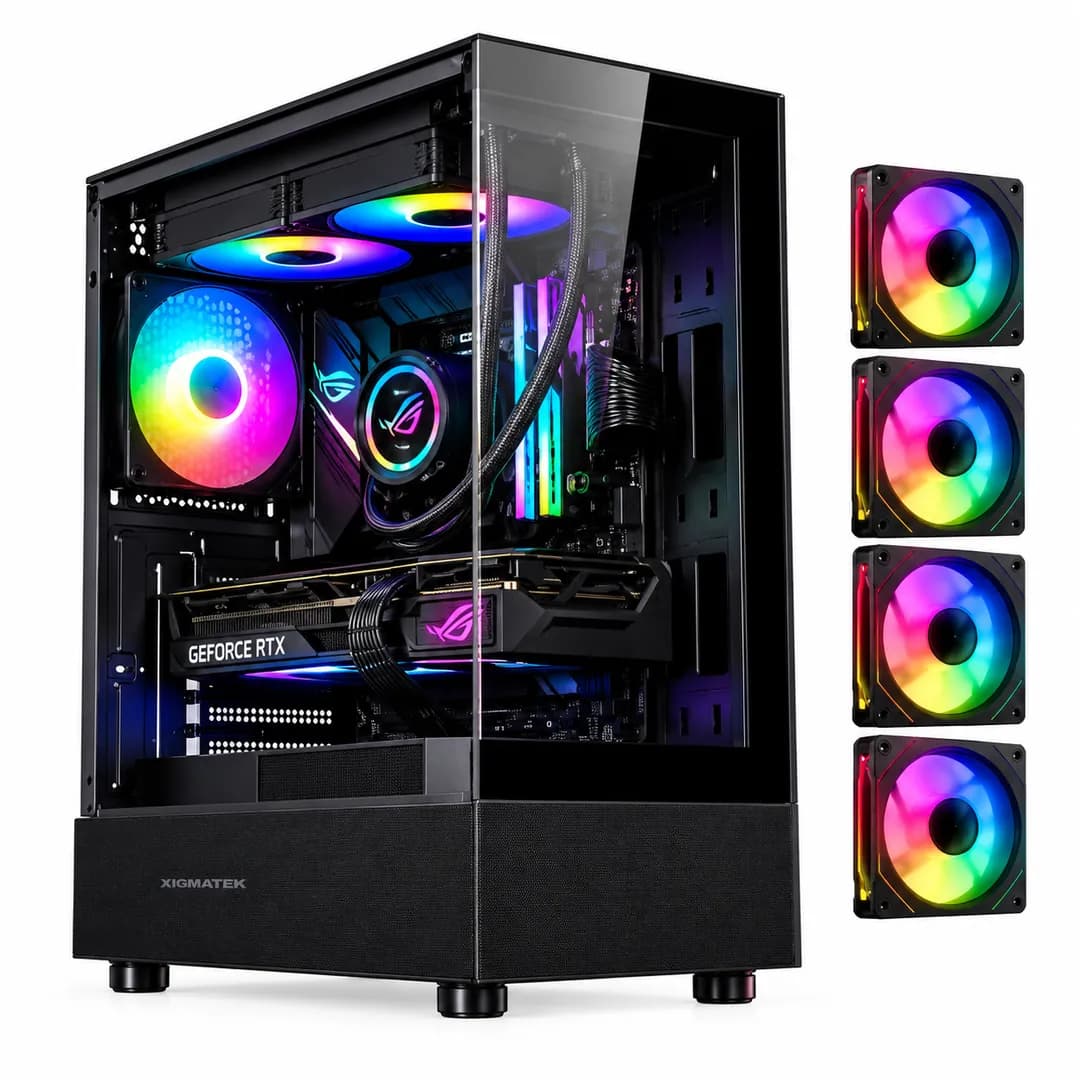 SAMA Neview 3321 ATX Mid Tower Gaming Case (4-ARGB Pre-installed fans & Hub Control) – Black