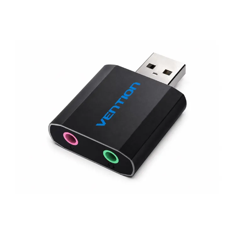 كرت صوت خارجي VENTION USB مع مداخل صوت وميكروفون 3.5mmVENTION USB External Sound Card 3.5mm Audio & Microphone