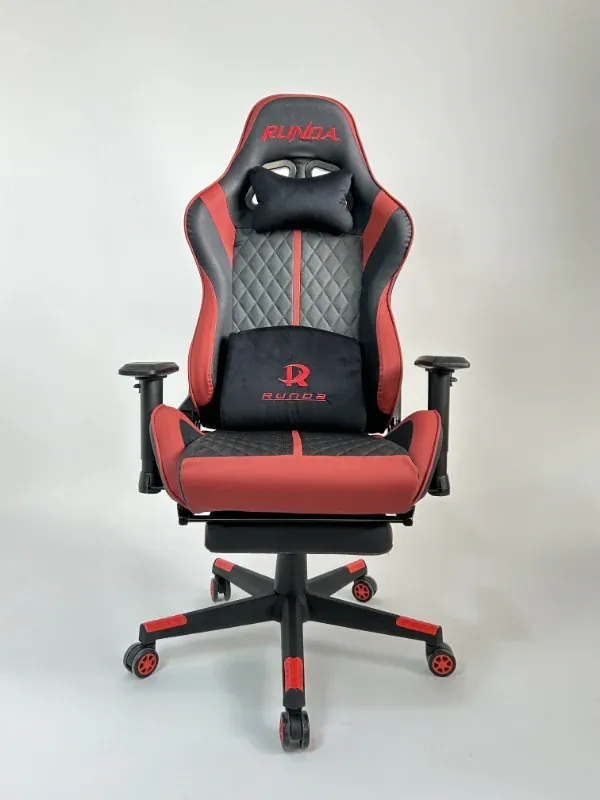 كرسي RUNDA GAMING CHAIR RD-6035 FOOTREST BLACK+RED