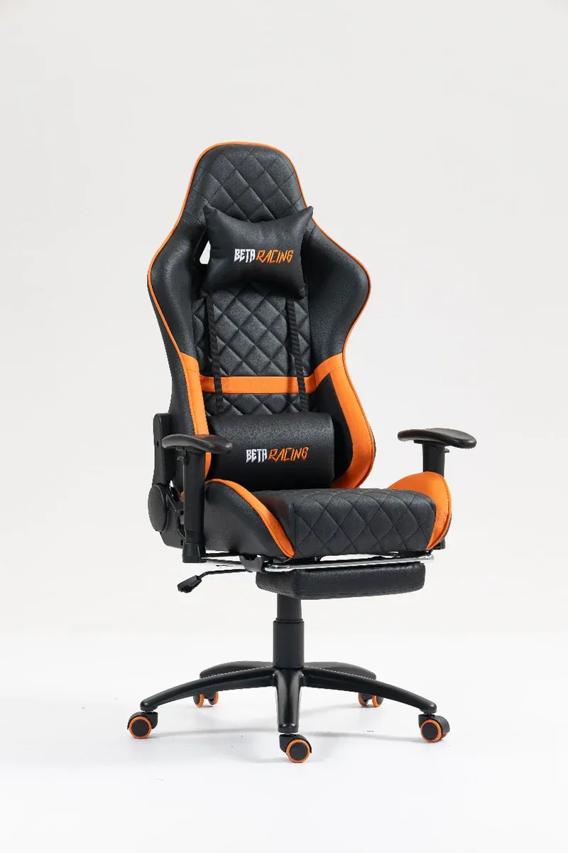 كرسي Beta Racing Gaming chair Orange-Black with Footrest
