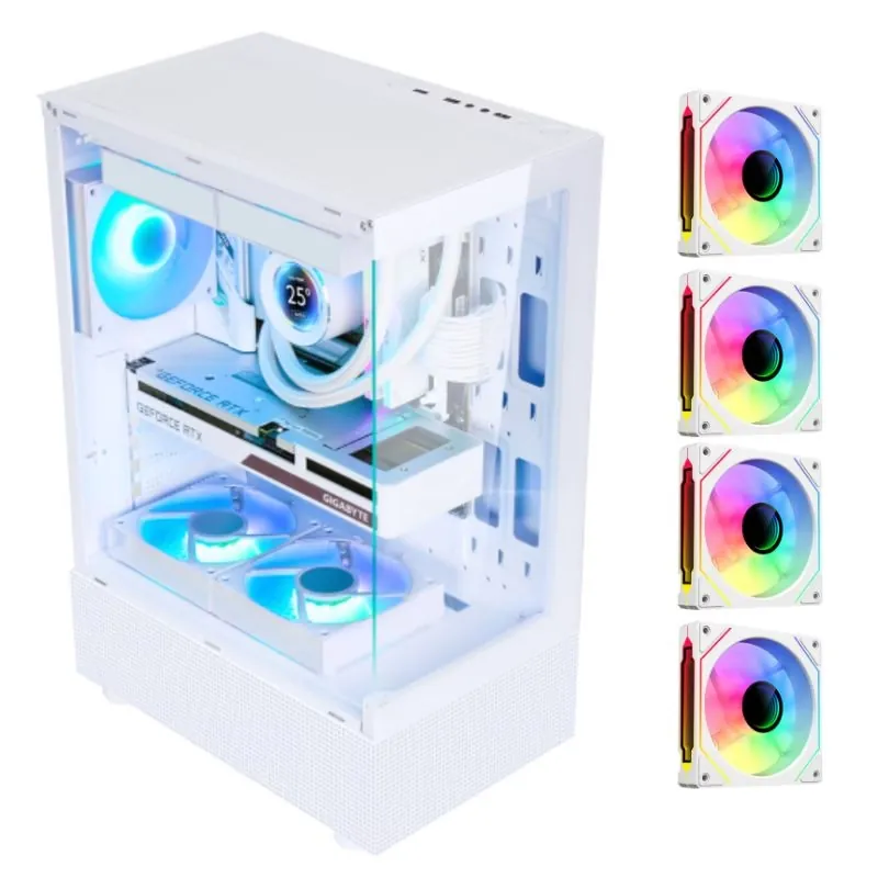 SAMA Neview 3321 ATX Mid Tower Gaming Case (4-ARGB Pre-installed fans & Hub Control) – White