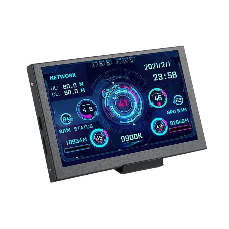 شاشة مراقبة 5″ IPS LCD عرض حرارة المعالج، Type-C، تعتمد على السوفتوير
