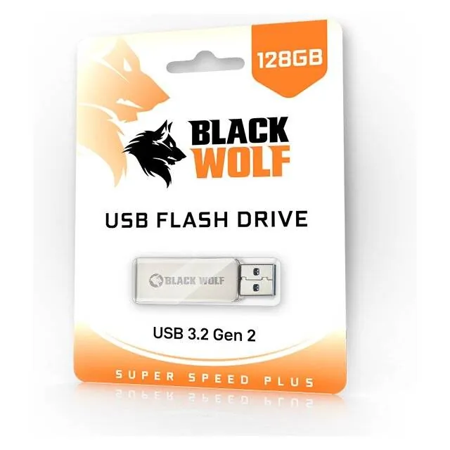 Black Wolf : USB Flash Drive (3.2 Gen 2) – 128GB