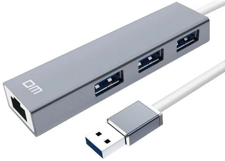 موزع USB ثلاثي المنافذ مع منفذ LAN بسرعة 1000 ميجابت – DM 3 Port USB 3.0 Hub + 1000 Mbps LAN – USB 3.0 Dock