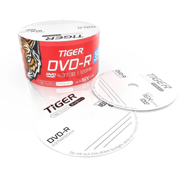 أقراص ديفيدي فارغة تايجر – 50 قرص – Tiger Blank DVD-R 4.37GB-120Min – 50 pcs Pack-