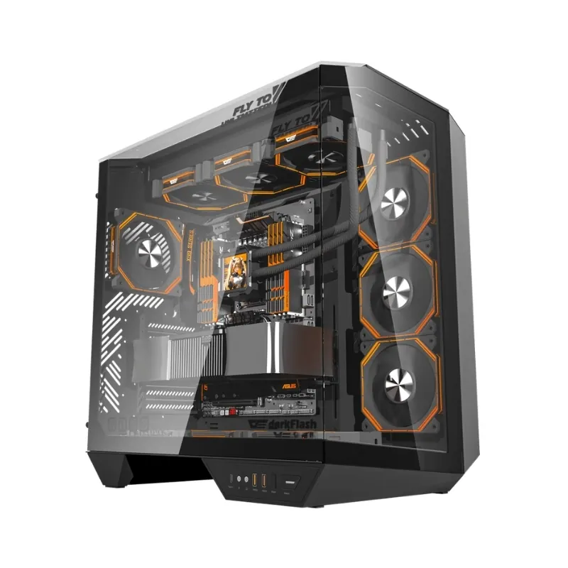 DarkFlash DY470 ATX Gaming PC Case With (4x Pre-installed ARGB fans) – Black