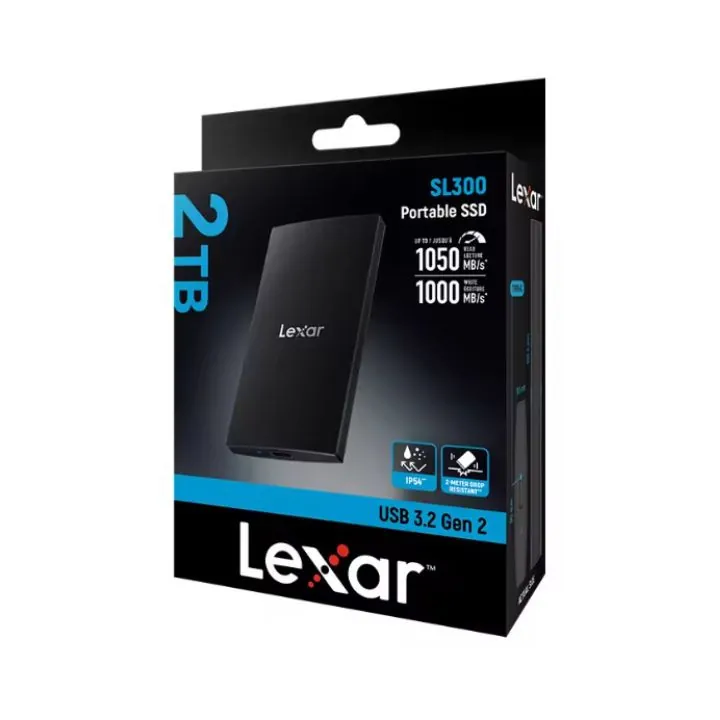 هارد خارجي ليكسر SL300 محمول USB 3.2 Type-C سعة 2 تيرة Lexar SL300 Portable External Hard Drive USB 3.2 Type-C 2TB SSD