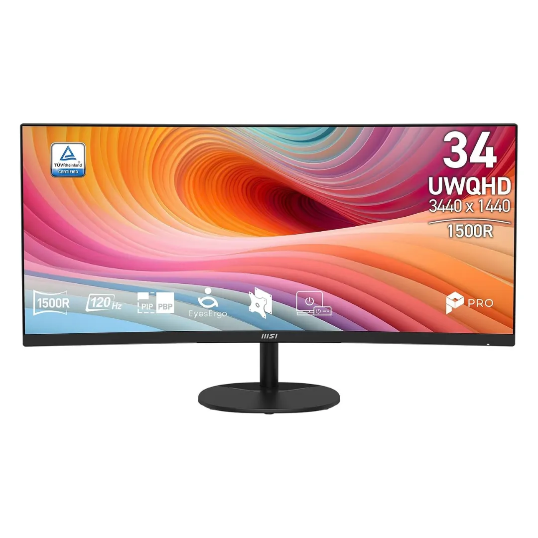 MSI PRO MP341CQ Curved – 34 Inch UWQHD (3440 x 1440) VA Panel 100Hz 1ms Black