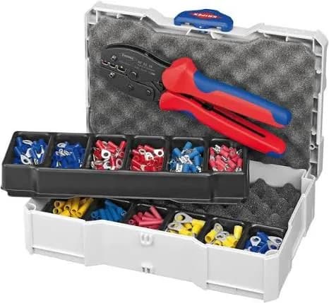 صندوق طقم كبس متكامل مع زرادية وملحقاتها | Crimping Assortment Box