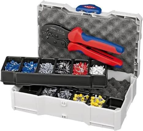 صندوق طقم كبس احترافي مع زرادية ذاتية الضبط | Professional Crimping Assortment Box