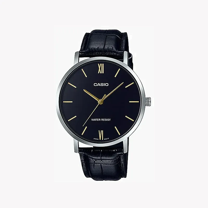 ساعة كاسيو رجالية MTP-VT01L-1BUDF بسوار جلد أسود