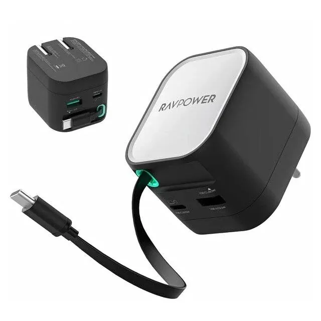 RAVPower RP-PC1102 2-In-1 65W Foldable Charger With USB-C Cable