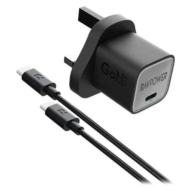 RAVPower RP-PC1057 2-In-1 20W Wall Charger With USB-C To USB-C Cable