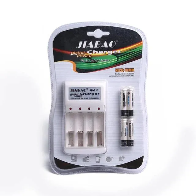 JIABAO JB-212 Battery Charger with [4 x AAA] 600mAh Rechargable Batteries