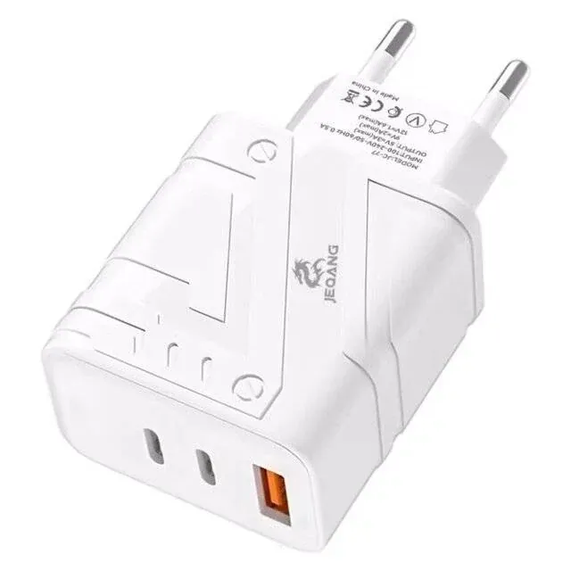 JEQANG JC‑77 QC3.0 Type‑C PD Fast Charge (White)