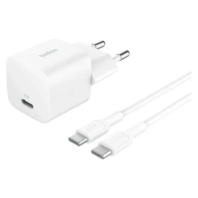 Belkin WCA012 Boost USB-C Charger 25W + USB-C to USB-C Cable (White)