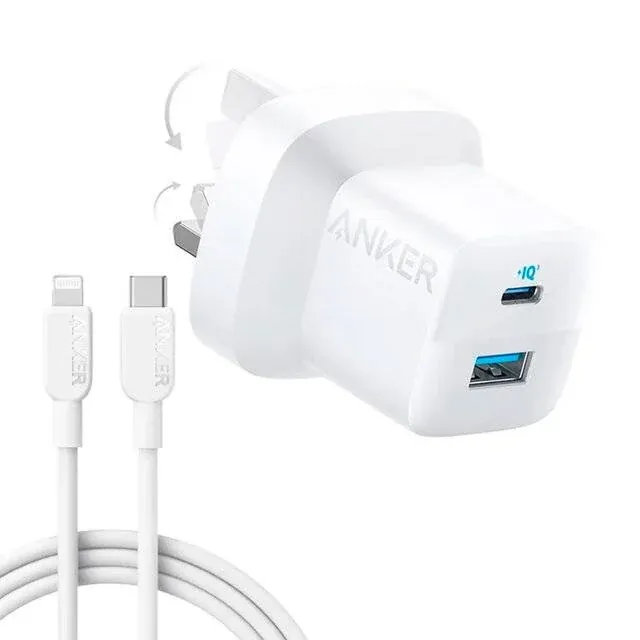 Anker 323 33W Charger with USB-C to Lightning 3FT Cable (White)