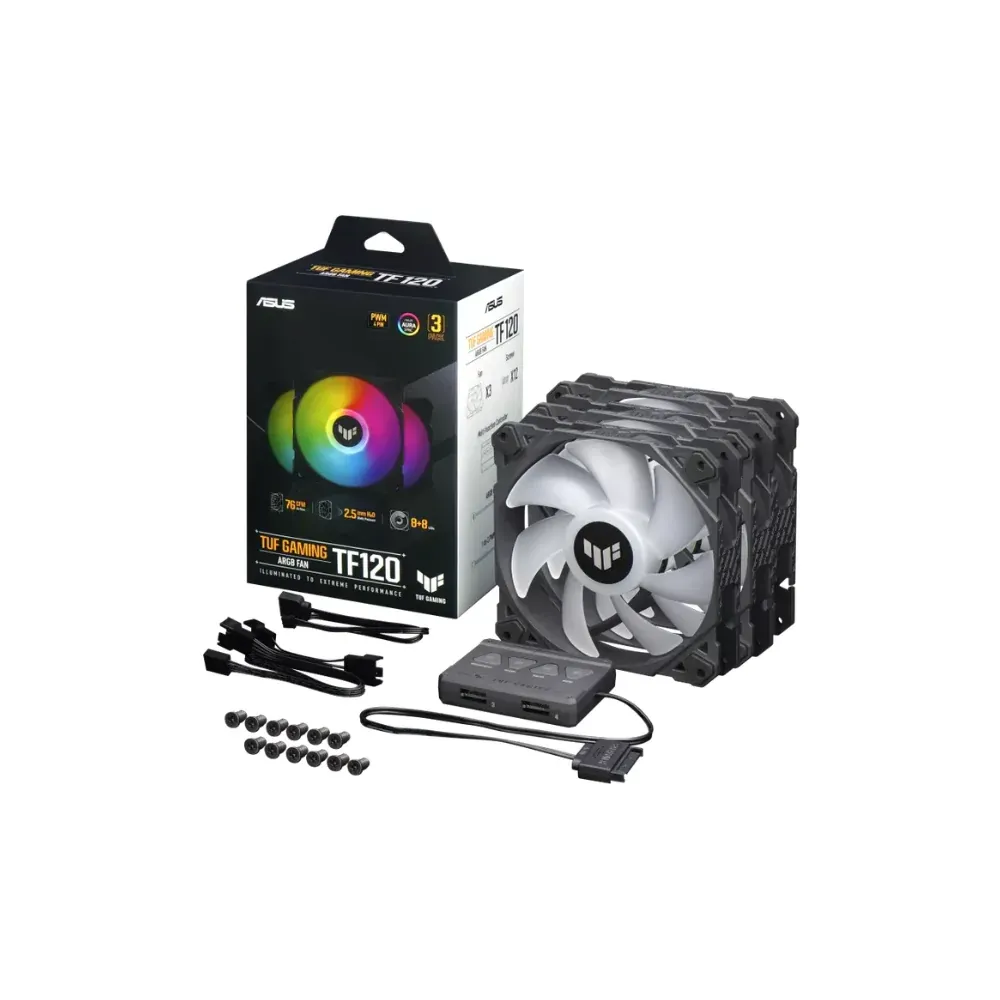 ASUS TUF Gaming TF120 ARGB Fan – Triple Fan Kit with ARGB Controller